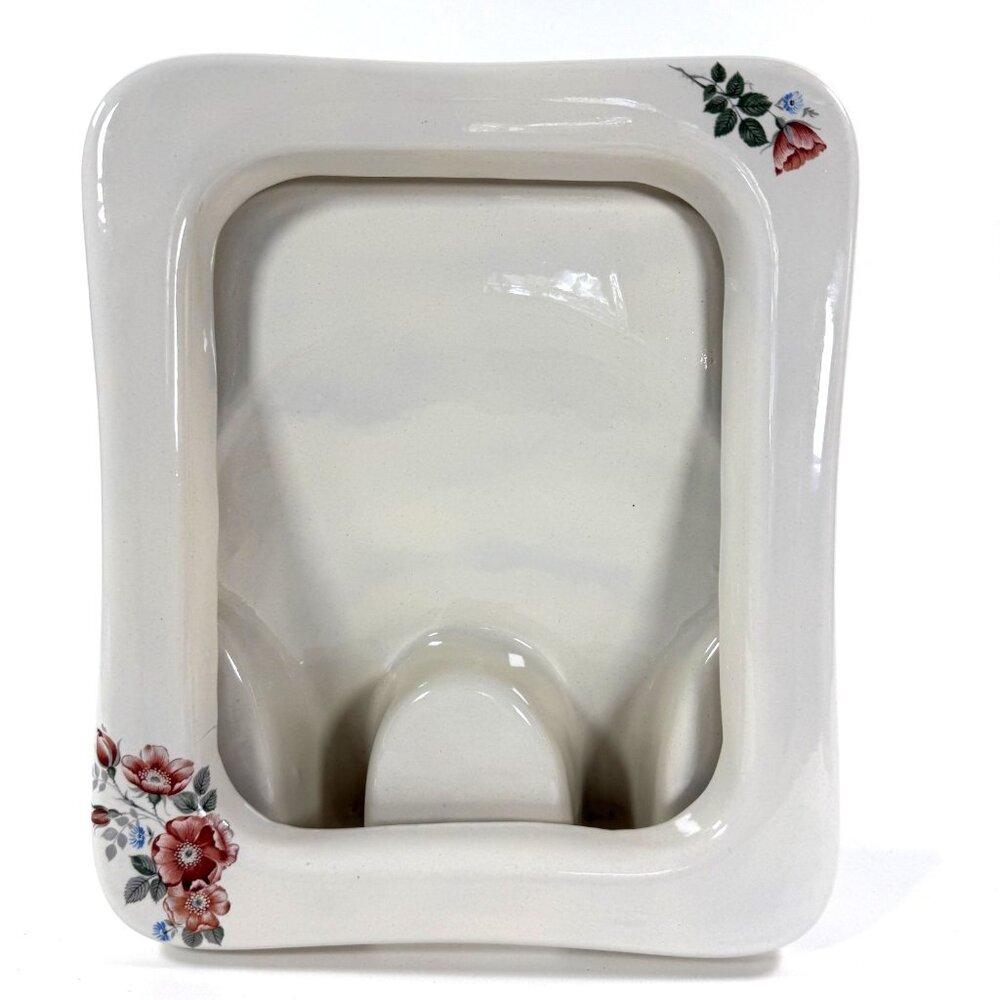 Vintage Takahashi Style Porcelain Picture Frame Flowers Vines 10" x 11"